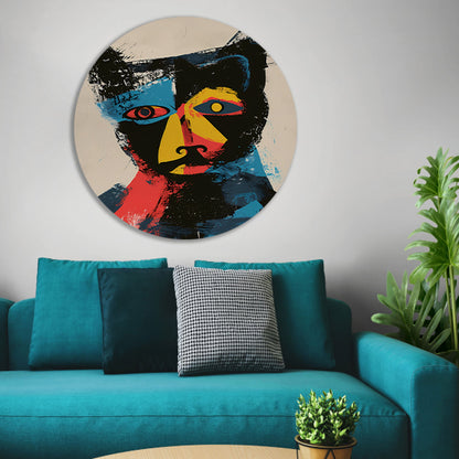Abstract Kleurrijk Kat Portret  forex muurcirkel