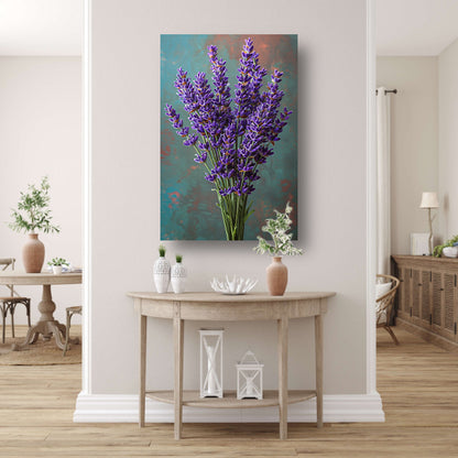 Paarse Lavendelbloemen in Vaas poster