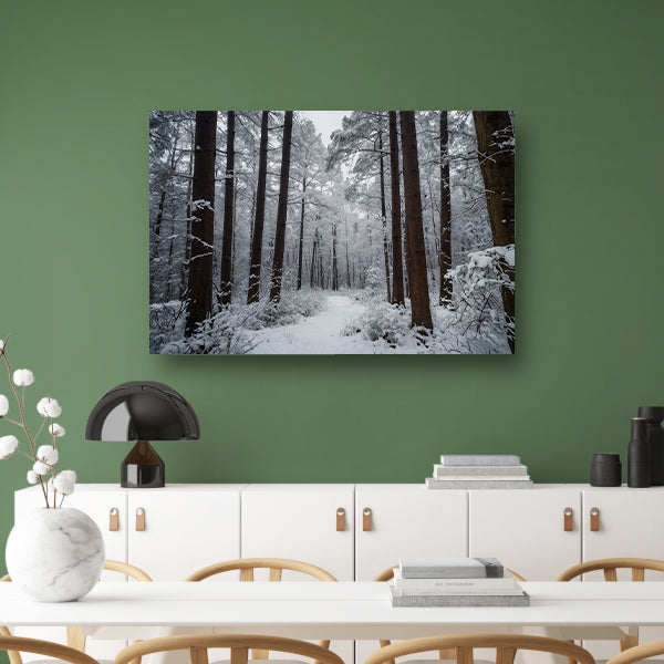 Prachtig winters boslandschap met sneeuw poster