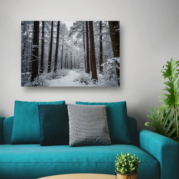 Prachtig winters boslandschap met sneeuw poster