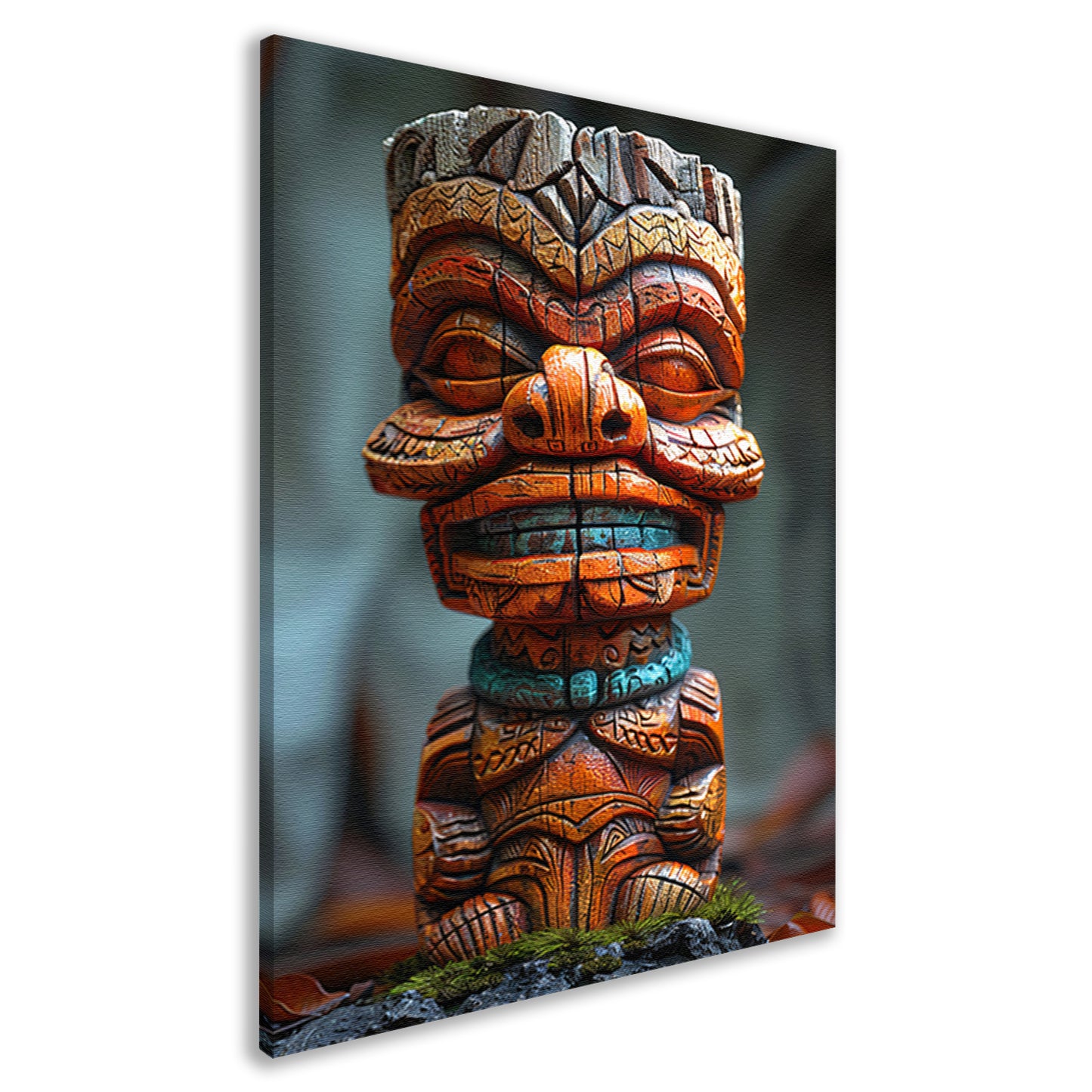 Handgemaakte Tiki Tovenaar met Levendige Kleuren canvas