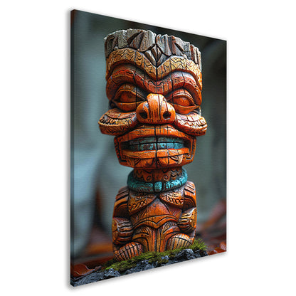 Handgemaakte Tiki Tovenaar met Levendige Kleuren canvas