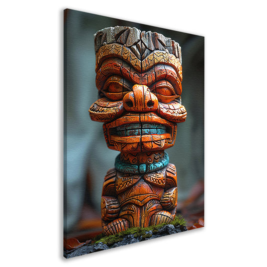 Handgemaakte Tiki Tovenaar met Levendige Kleuren canvas