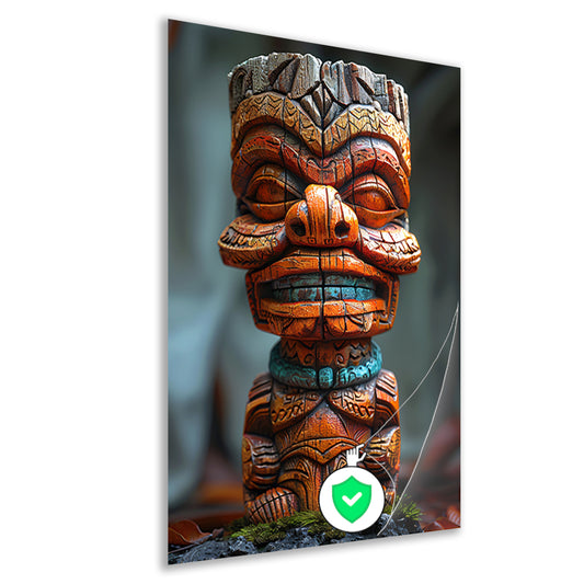 Handgemaakte Tiki Tovenaar met Levendige Kleuren poster