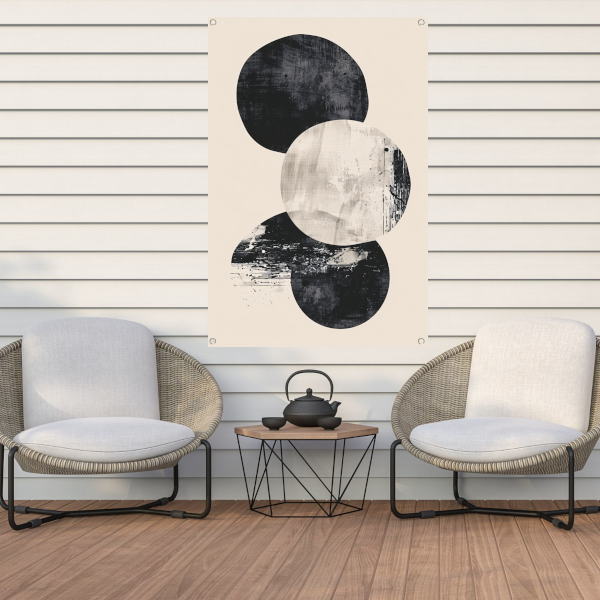 Monochrome Textuur Cirkels Abstract Ontwerp tuinposter