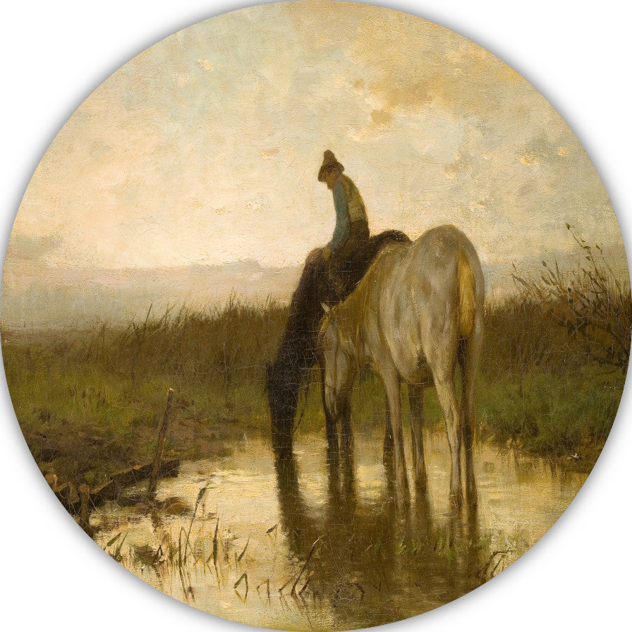 Drinkende paarden - Anton Mauve forex muurcirkel