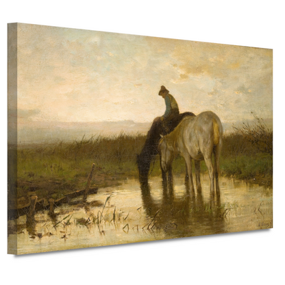 Drinkende paarden - Anton Mauve canvas