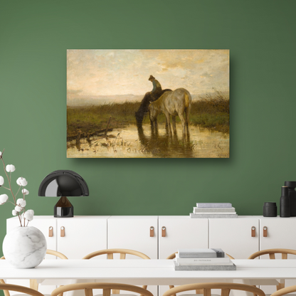 Drinkende paarden - Anton Mauve canvas