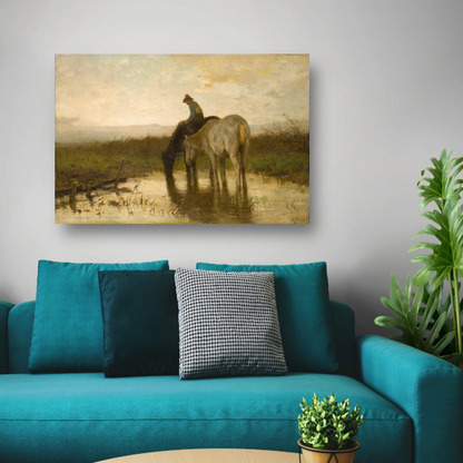 Drinkende paarden - Anton Mauve canvas