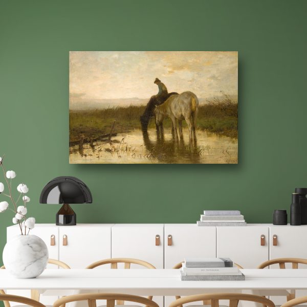 Drinkende paarden - Anton Mauve poster