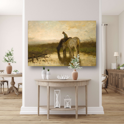 Drinkende paarden - Anton Mauve poster