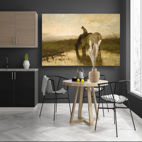 Drinkende paarden - Anton Mauve poster