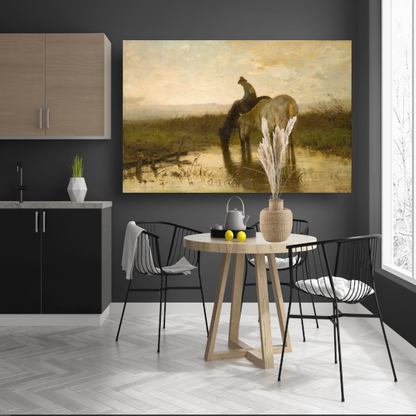 Drinkende paarden - Anton Mauve poster