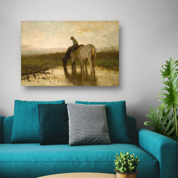 Drinkende paarden - Anton Mauve poster