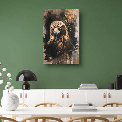Mysterieuze adelaar in rustieke stijl canvas met baklijst