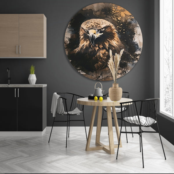 Mysterieuze adelaar in rustieke stijl aluminium muurcirkel