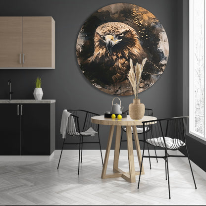 Mysterieuze adelaar in rustieke stijl aluminium muurcirkel