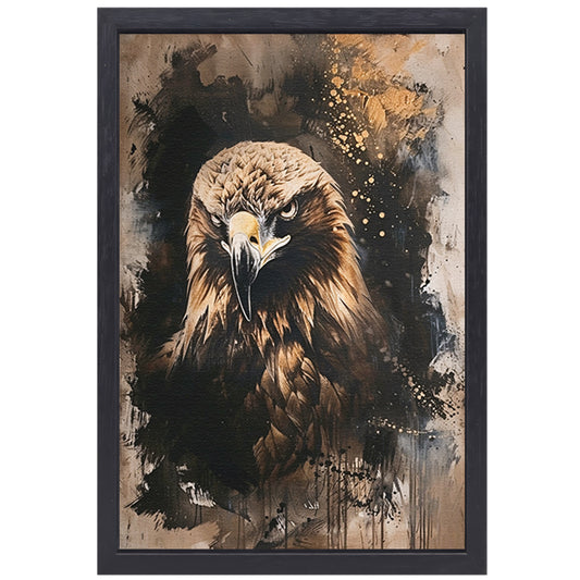 Mysterieuze adelaar in rustieke stijl canvas met baklijst