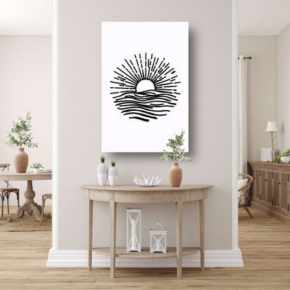 Opkomende zon boven de zee in lijn acrylglas