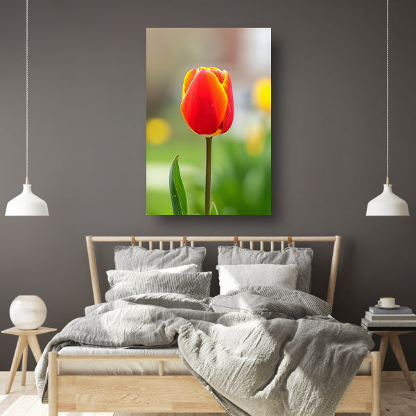 Kleurrijke tulp in volle bloei schilderij poster