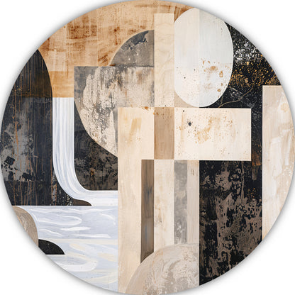 Monochrome Abstractie met Gouden Accenten forex muurcirkel