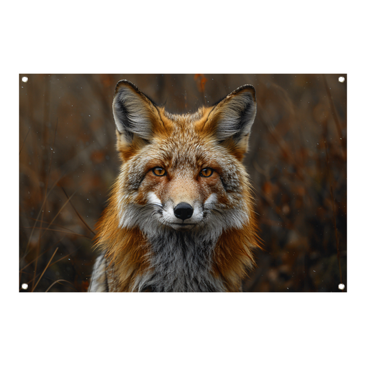 Realistisch portret van een vos in het bos tuinposter