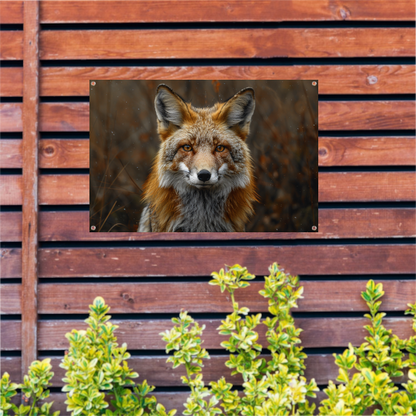 Realistisch portret van een vos in het bos tuinposter
