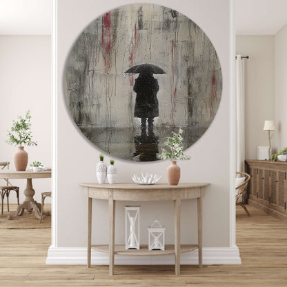 Eenzame Figuur Onder Reflecterende Regen forex muurcirkel