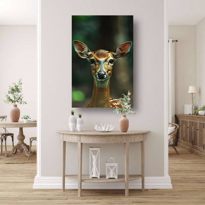 Portret van een jong hert in het bos poster