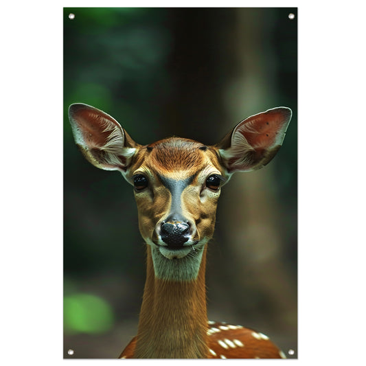 Portret van een jong hert in het bos tuinposter