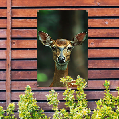 Portret van een jong hert in het bos tuinposter