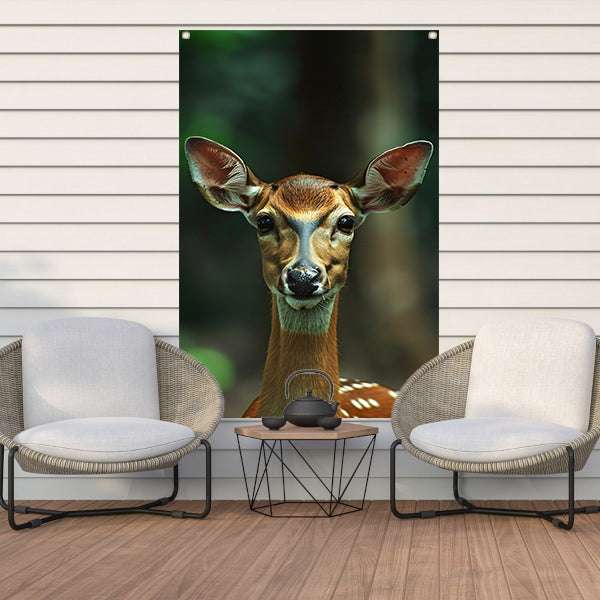 Portret van een jong hert in het bos tuinposter