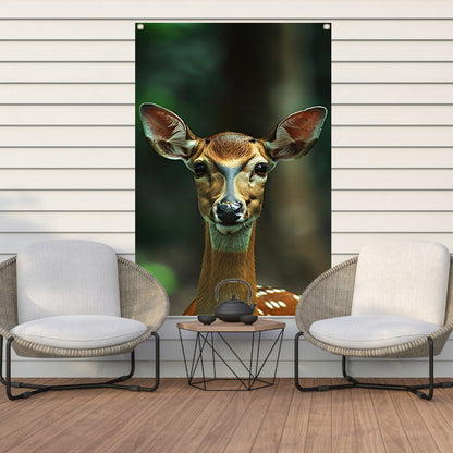 Portret van een jong hert in het bos tuinposter