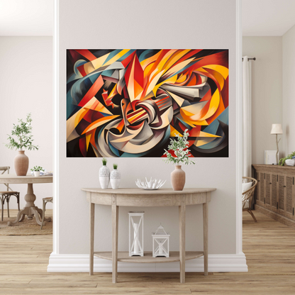 Kleurexplosie in Abstracte Harmonie poster