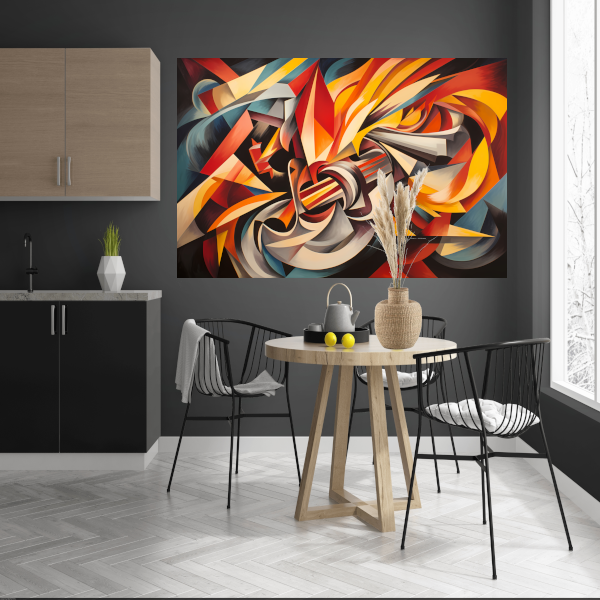 Kleurexplosie in Abstracte Harmonie poster