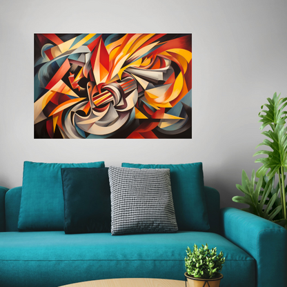 Kleurexplosie in Abstracte Harmonie poster