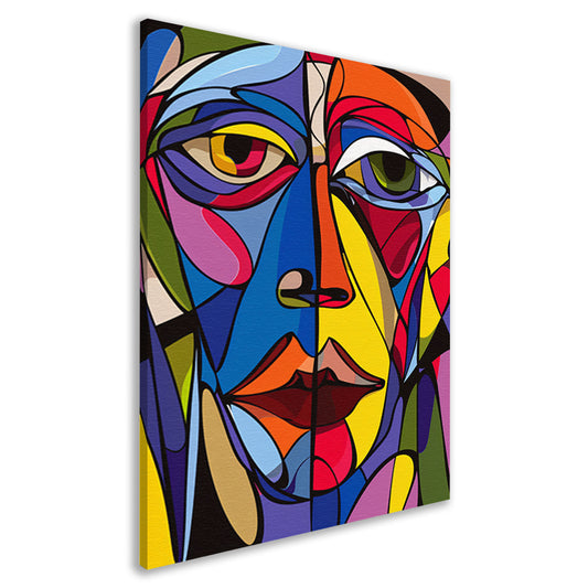 Kubistisch portret in levendige kleuren canvas