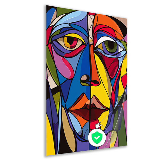 Kubistisch portret in levendige kleuren poster