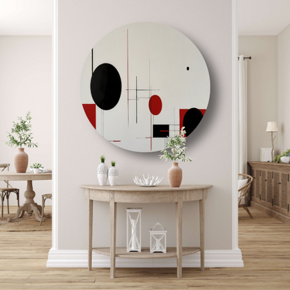 Abstract geometrisch spel in zwart en rood forex muurcirkel