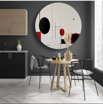 Abstract geometrisch spel in zwart en rood forex muurcirkel
