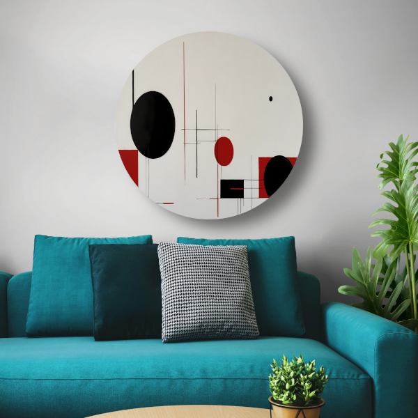 Abstract geometrisch spel in zwart en rood forex muurcirkel