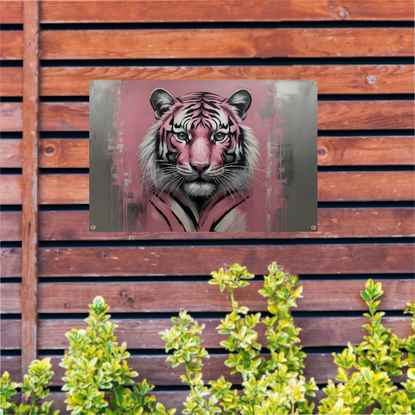 Abstracte Tijger in Roze en Zwart tuinposter