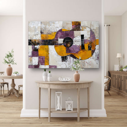 Abstracte kleurrijke gitaar schilderij voor interieur poster
