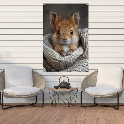 Schattig dier gewikkeld in warme deken tuinposter