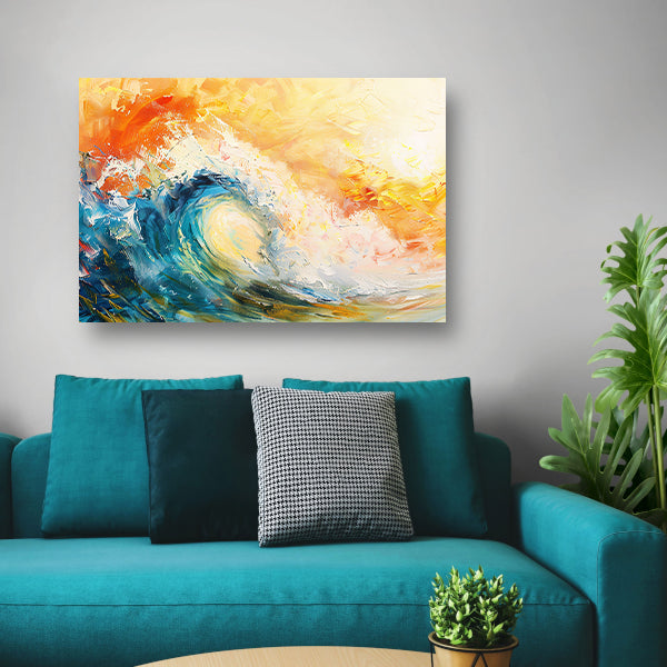 Abstracte golf in kleurrijke zonsondergang acrylglas