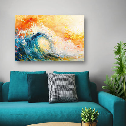 Abstracte golf in kleurrijke zonsondergang acrylglas