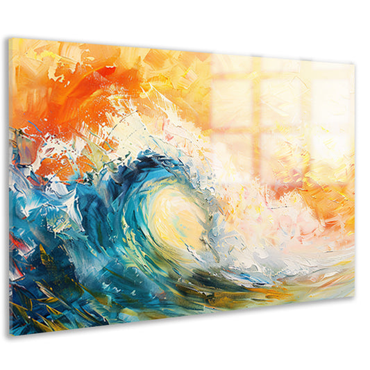 Abstracte golf in kleurrijke zonsondergang acrylglas