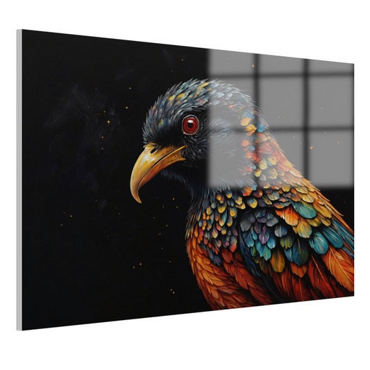 Kleurrijke Vogel tegen Sterrenhemel Achtergrond acrylglas