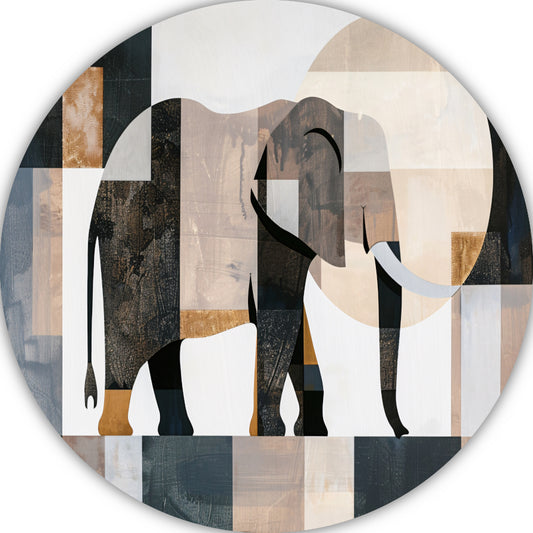 Abstracte Olifant in Geometrische Harmonie forex muurcirkel