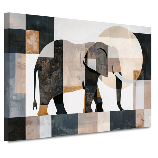 Abstracte Olifant in Geometrische Harmonie canvas